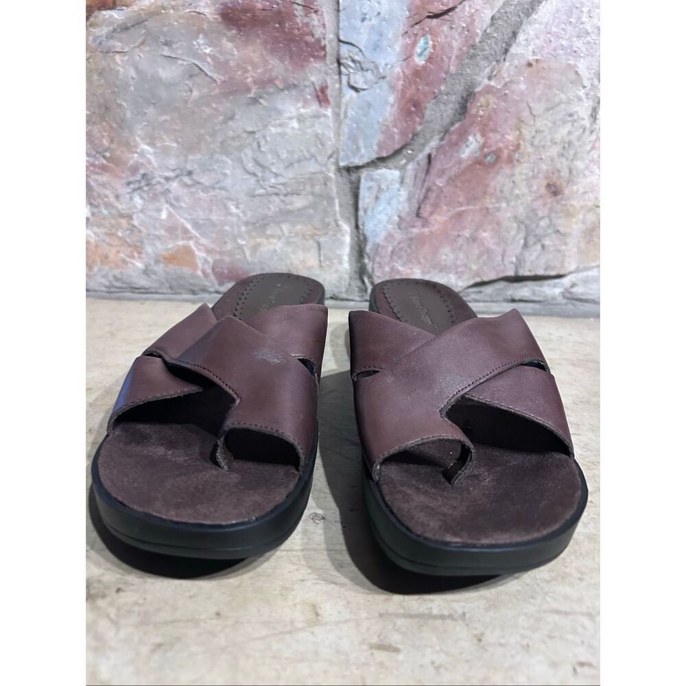 BareTraps Osage Brown Leather Upper Open Tor Heeled Sandals Womens 7.5M